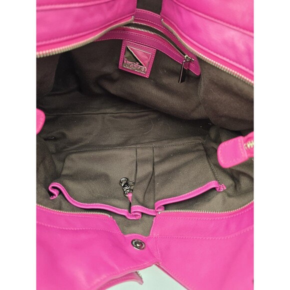 KOOBA Magenta Pink Oversized Leather Ryder Shoulder Purse Handbag Zipper Dustbag - Picture 4 of 15